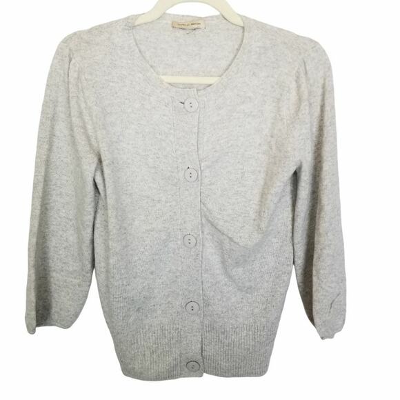 Vertical Design Womens Cashmere Sweater Cardigan Quiet Luxury Minimalist S Prep - Picture 1 of 7